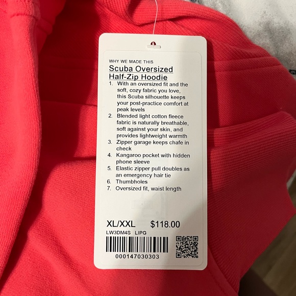 lululemon athletica Tops Nwt Lululemon Oversized Hooded Halfzip Scuba Lip Gloss Xlxxl Poshmark